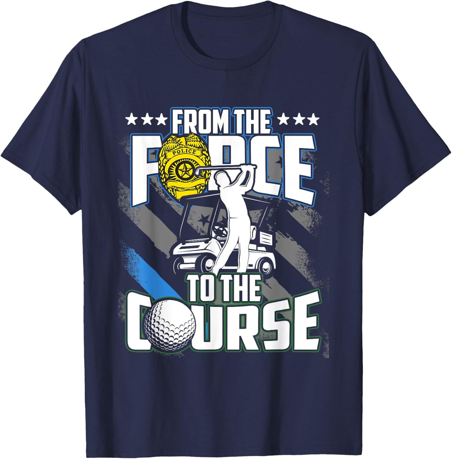 Funny Retired Police Officer Golf Retirement Gift T-Shirt - T-Shirt | Navy
