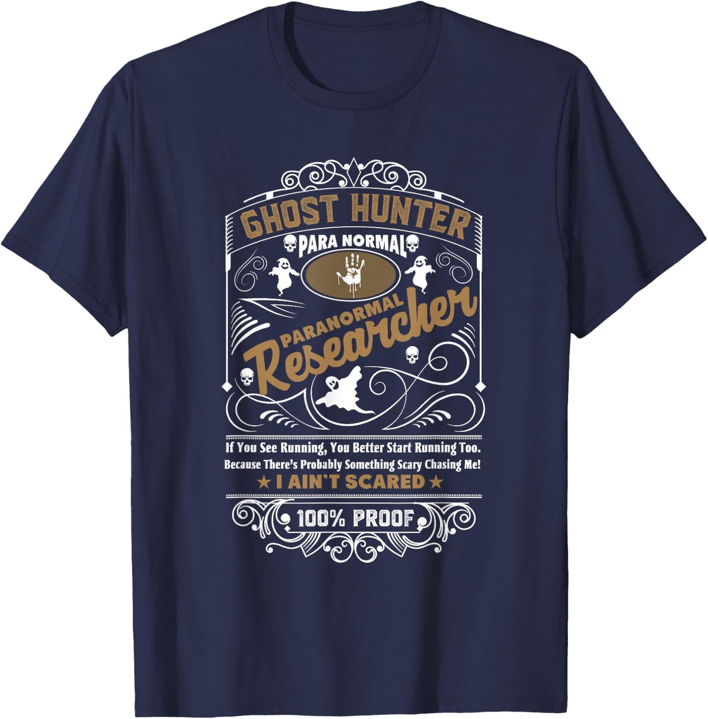 Ghost Hunter Paranormal Vintage Whiskey Style Design T-Shirt - T-Shirt | Navy