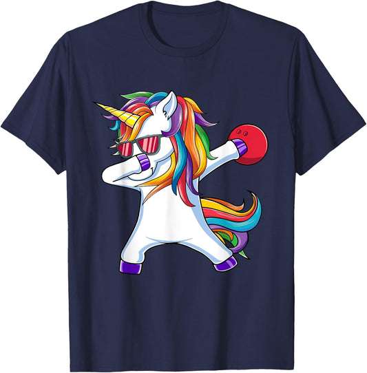 Dabbing Unicorn Bowling Funny Dab Dance T-Shirt - T-Shirt | Navy