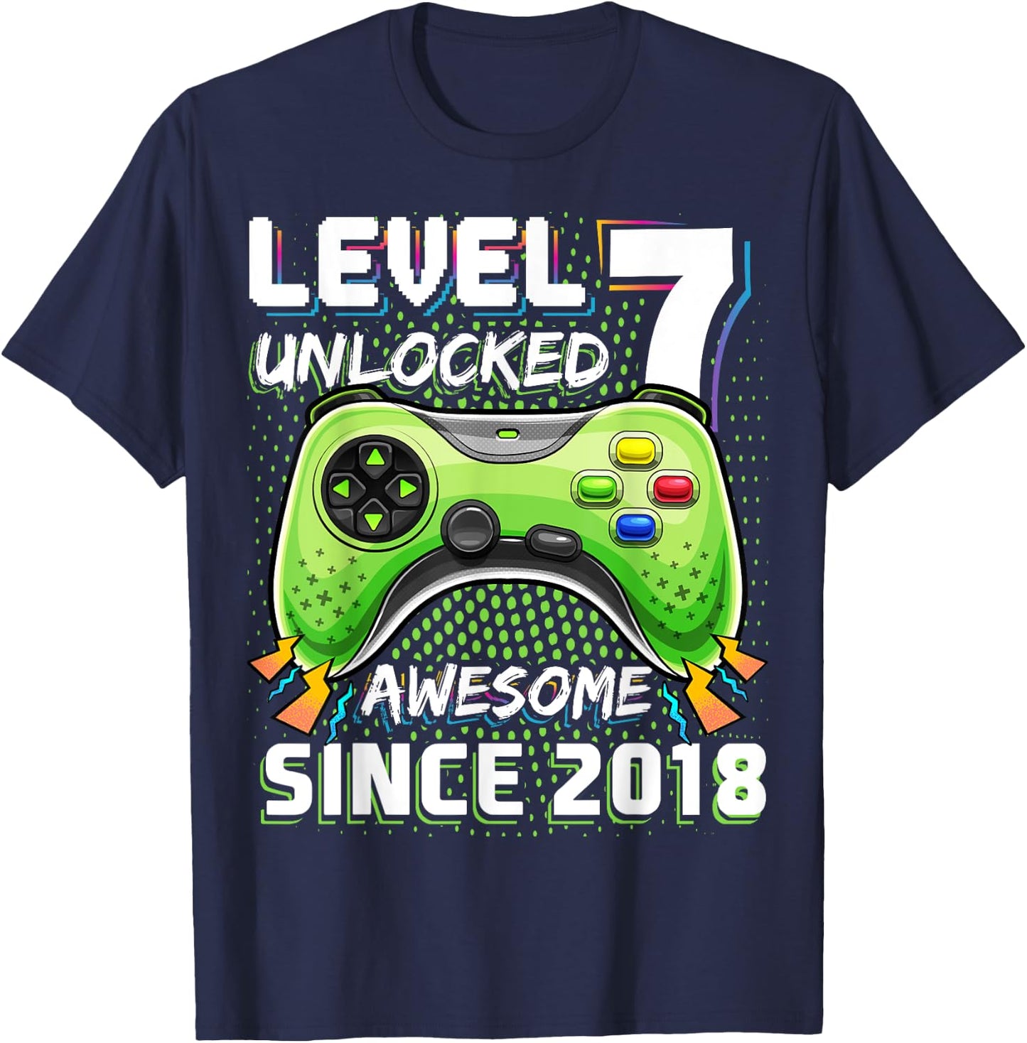 7th Birthday Boy Level 7 Gamer 7 Year Video Game Party T-Shirt - T-Shirt | Navy