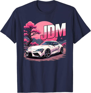 Love JDM Race Girl Racer Car Sakura Pink Cherry Blossom T-Shirt - T-Shirt | Navy