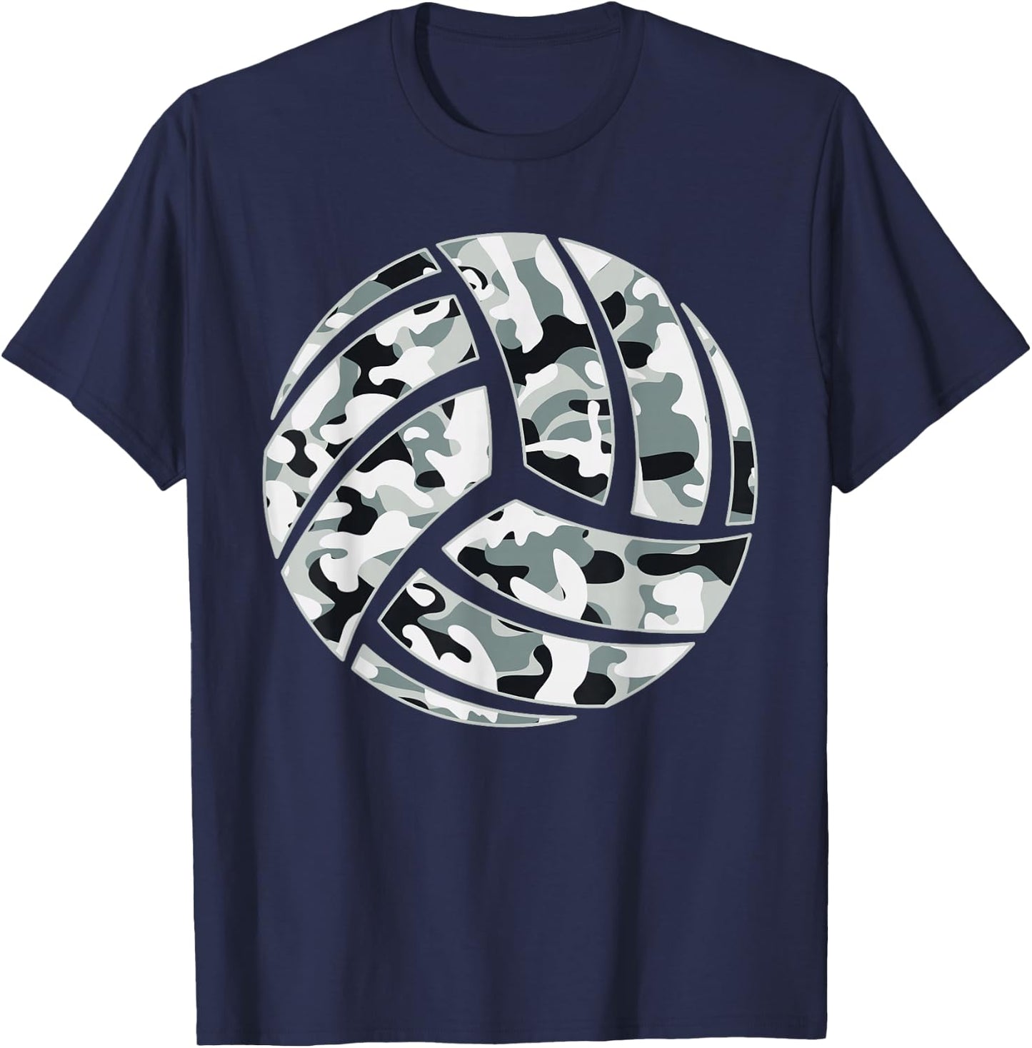 Camouflage Volleyball Lover Player Fan Cute Camo Volleyball T-Shirt - T-Shirt | Navy