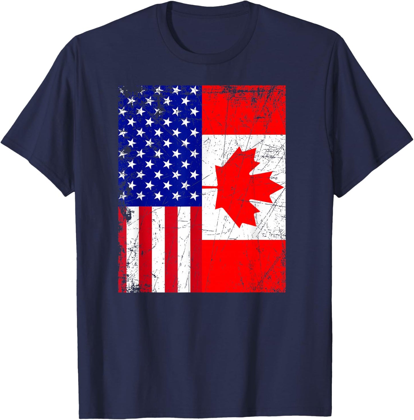 Canadian American Shirt USA Canada Flag 4th of July T-Shirt - T-Shirt | Navy