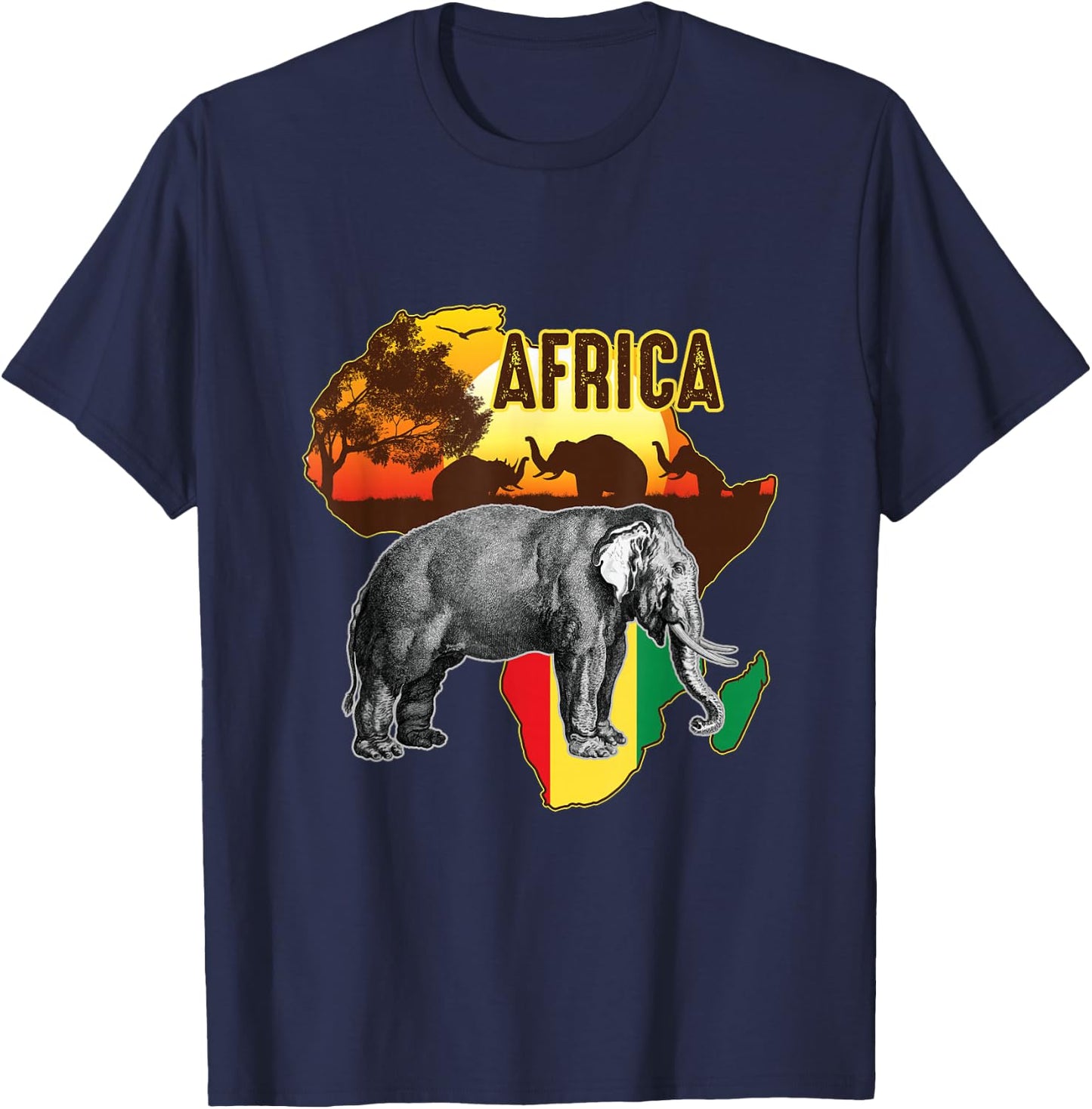 African Flag Africa Roots Black History T-Shirt - T-Shirt | Navy