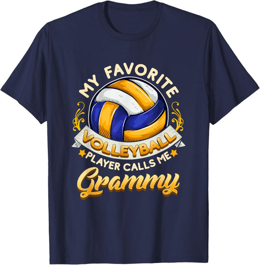 My favorite Volleyball Player Calls Me Grammy Grandma T-Shirt - T-Shirt | Navy