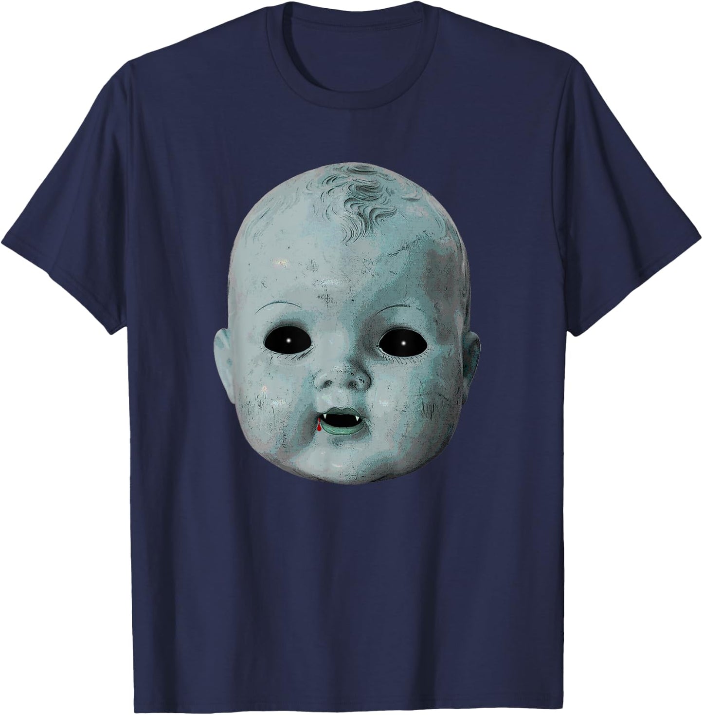 Scary Doll Head Ghost Creepy Halloween Vampire Baby Costume T-Shirt - T-Shirt | Navy