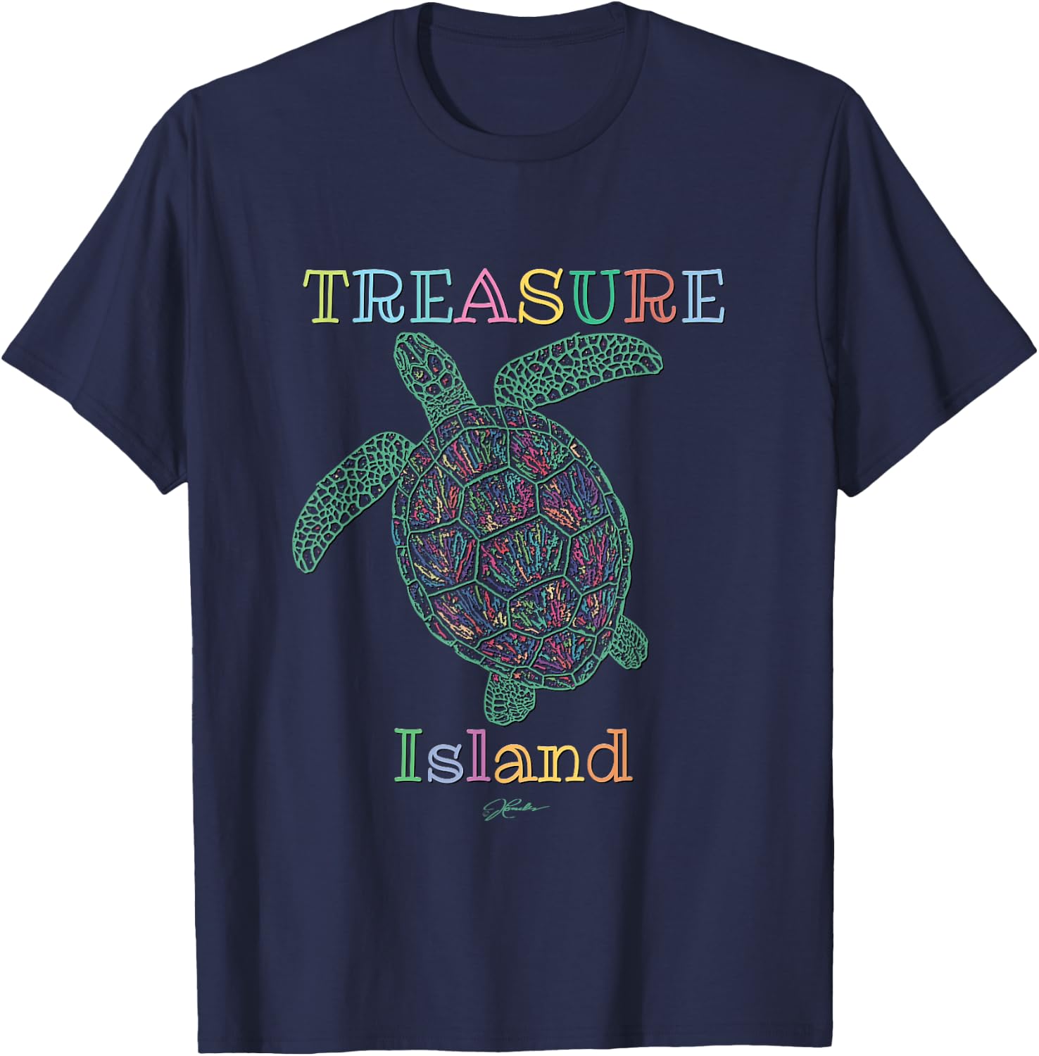 JCombs: Treasure Island, Florida, Sea Turtle T-Shirt - T-Shirt | Navy