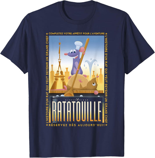 Disney Pixar Ratatouille Remy And Emile Cooking Poster T-Shirt - T-Shirt | Navy