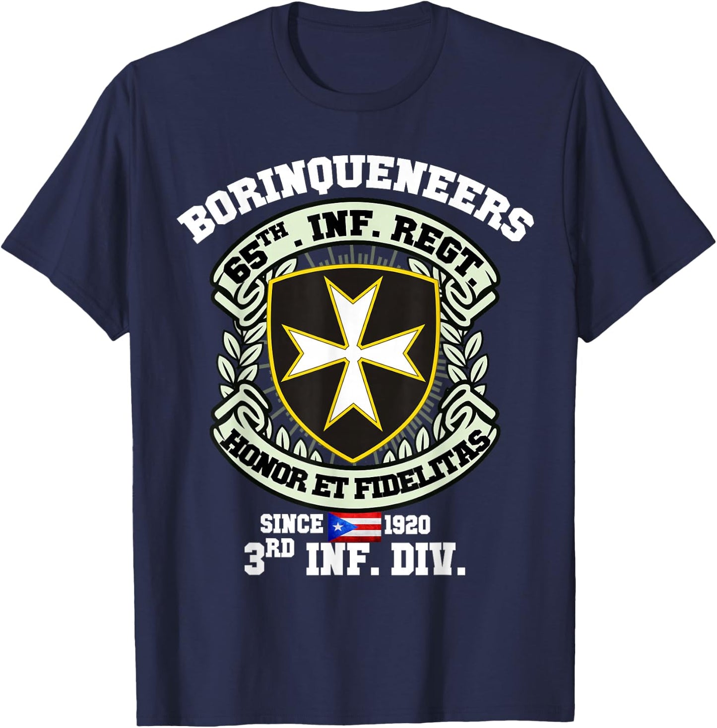 Puerto Rico Pride Borinqueneers Military T-Shirt - T-Shirt | Navy