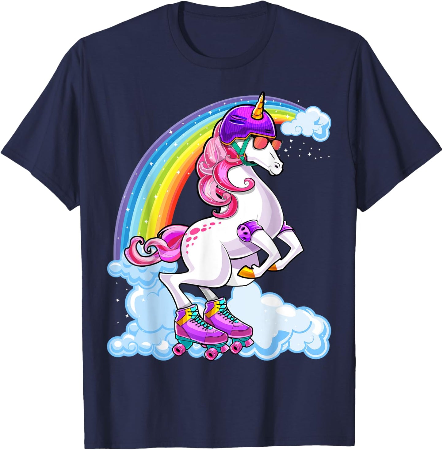 Unicorn Roller Skate Roller Derby Birthday Shirt Girls Gift T-Shirt - T-Shirt | Navy