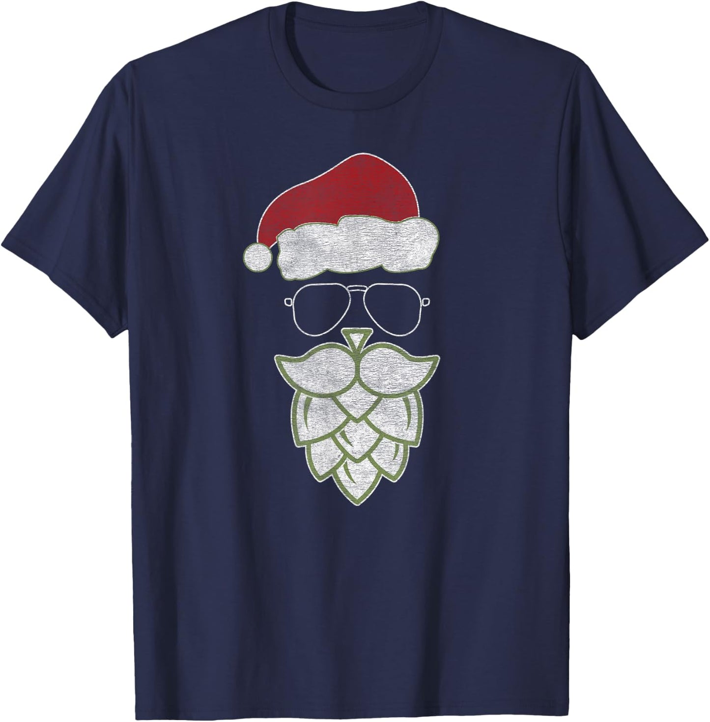 Festive Christmas Santa Claus Beer Hops Beard - Cool & Funny T-Shirt - T-Shirt | Navy