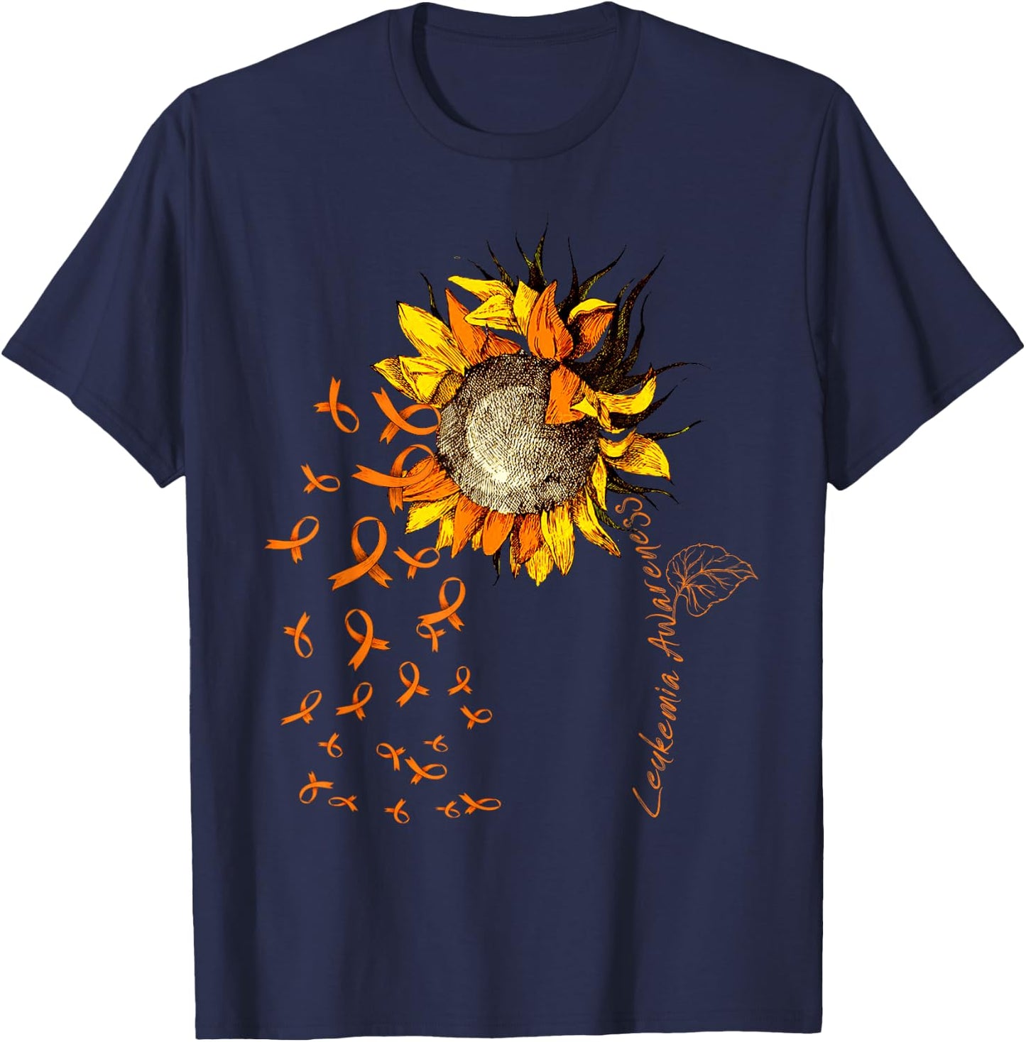LEUKEMIA Awareness Sunflower T-Shirt - T-Shirt | Navy