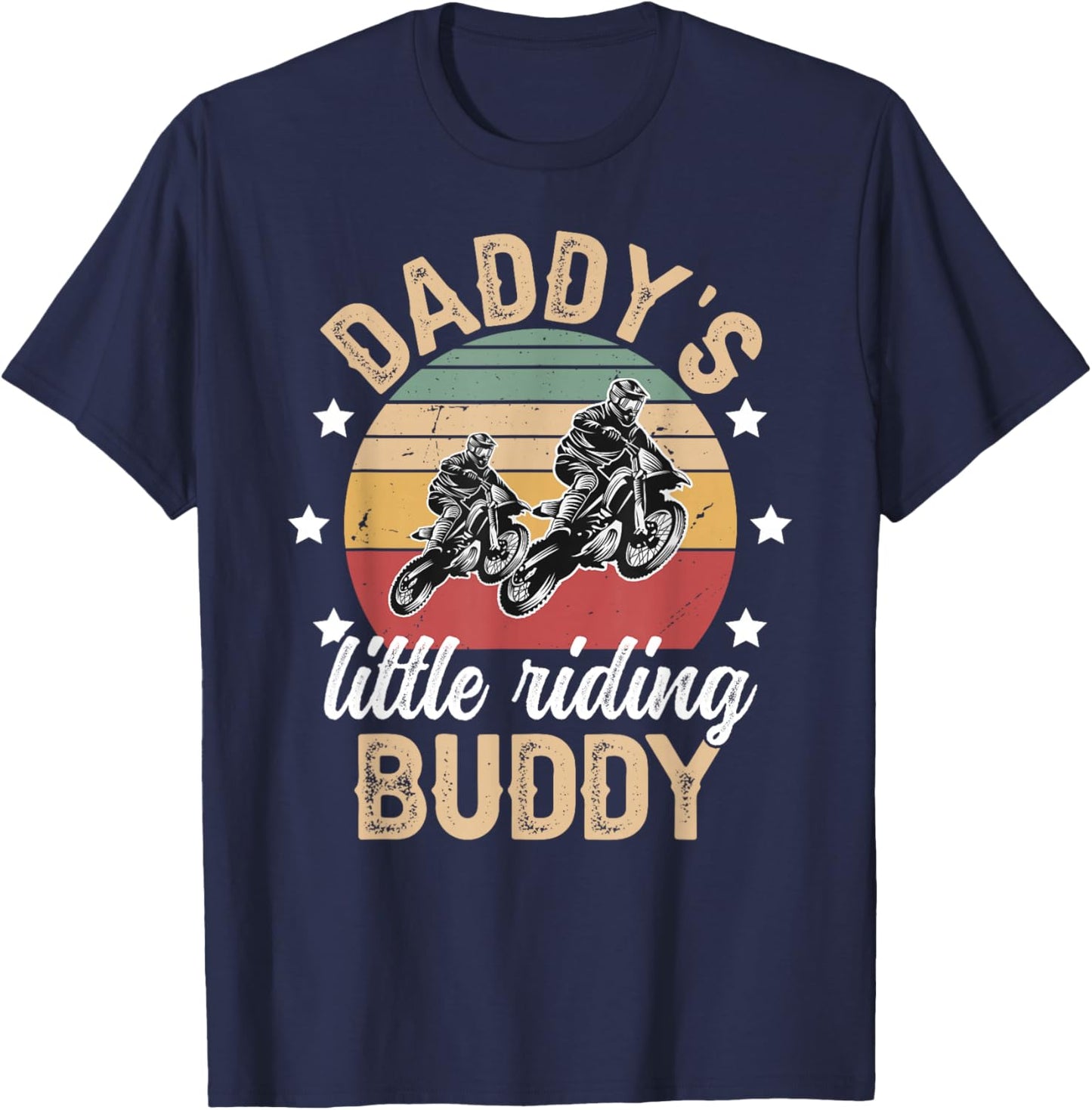Daddy's Little Riding Buddy Son Riding Partners Dad And Son T-Shirt - T-Shirt | Navy