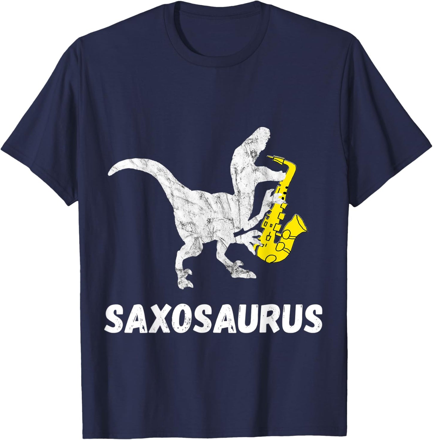 Cool Sax Saxophone Jazz Music Instrument Dinosaur Funny Saxophone T-Rex T-Shirt - T-Shirt | Navy