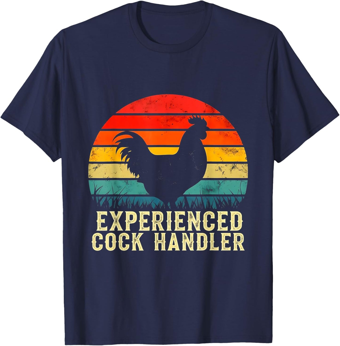 Experienced Cock Handler Funny Inappropriate Vintage Retro T-Shirt - T-Shirt | Navy