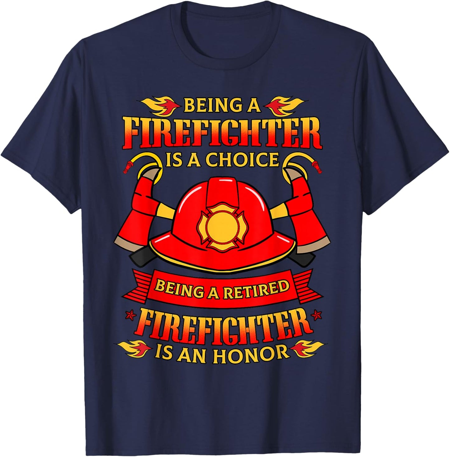 Retired Firefighter T Shirt Fireman Fire Rescue Gift T-Shirt - T-Shirt | Navy