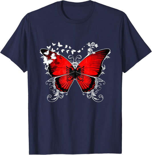 Albania Flag Shirt Albanian Pride Heritage DNA Roots Gift T-Shirt - T-Shirt | Navy