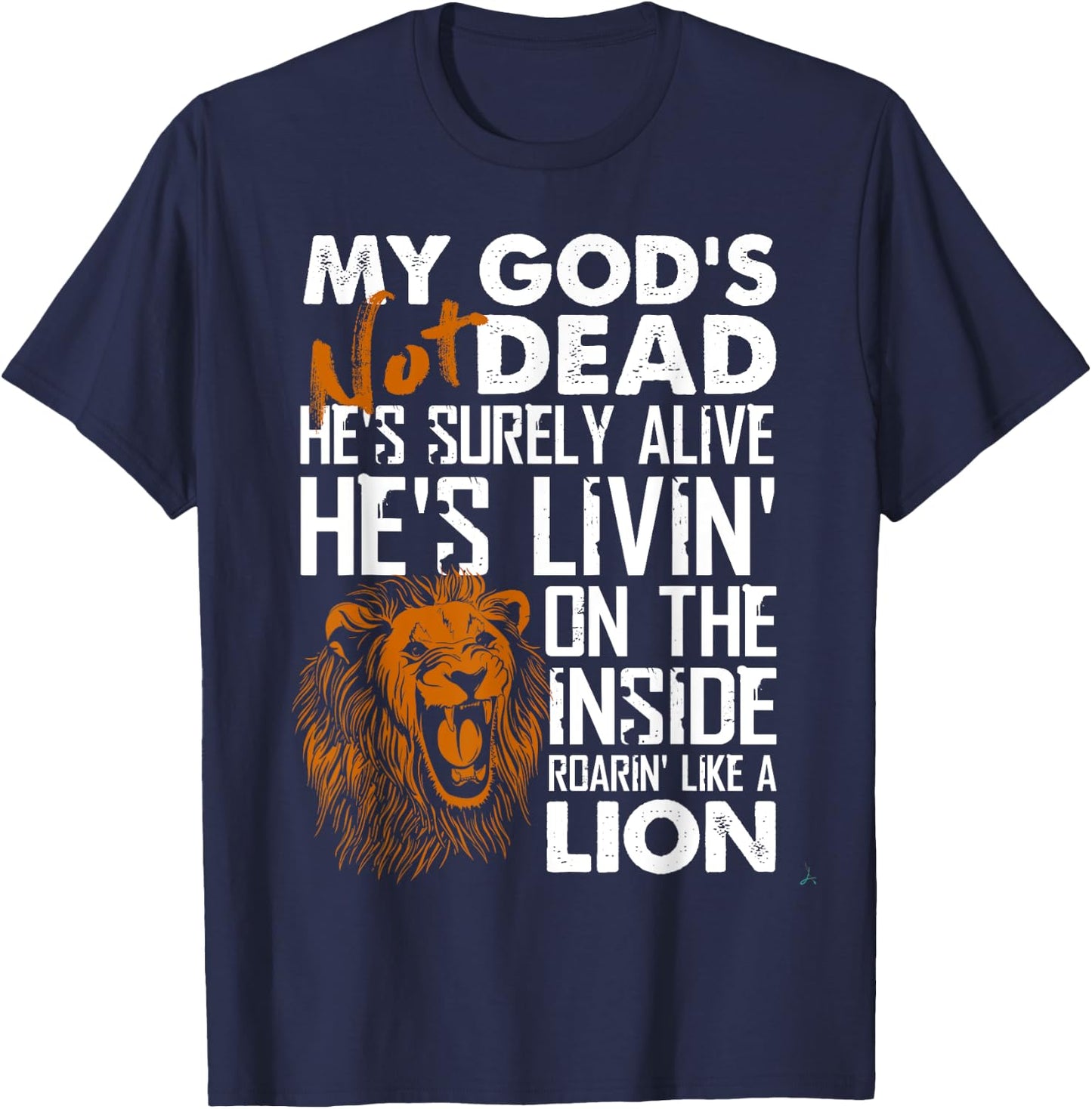 My God's Not Dead Lion Christian Christ Cross Faith T-Shirt - T-Shirt | Navy