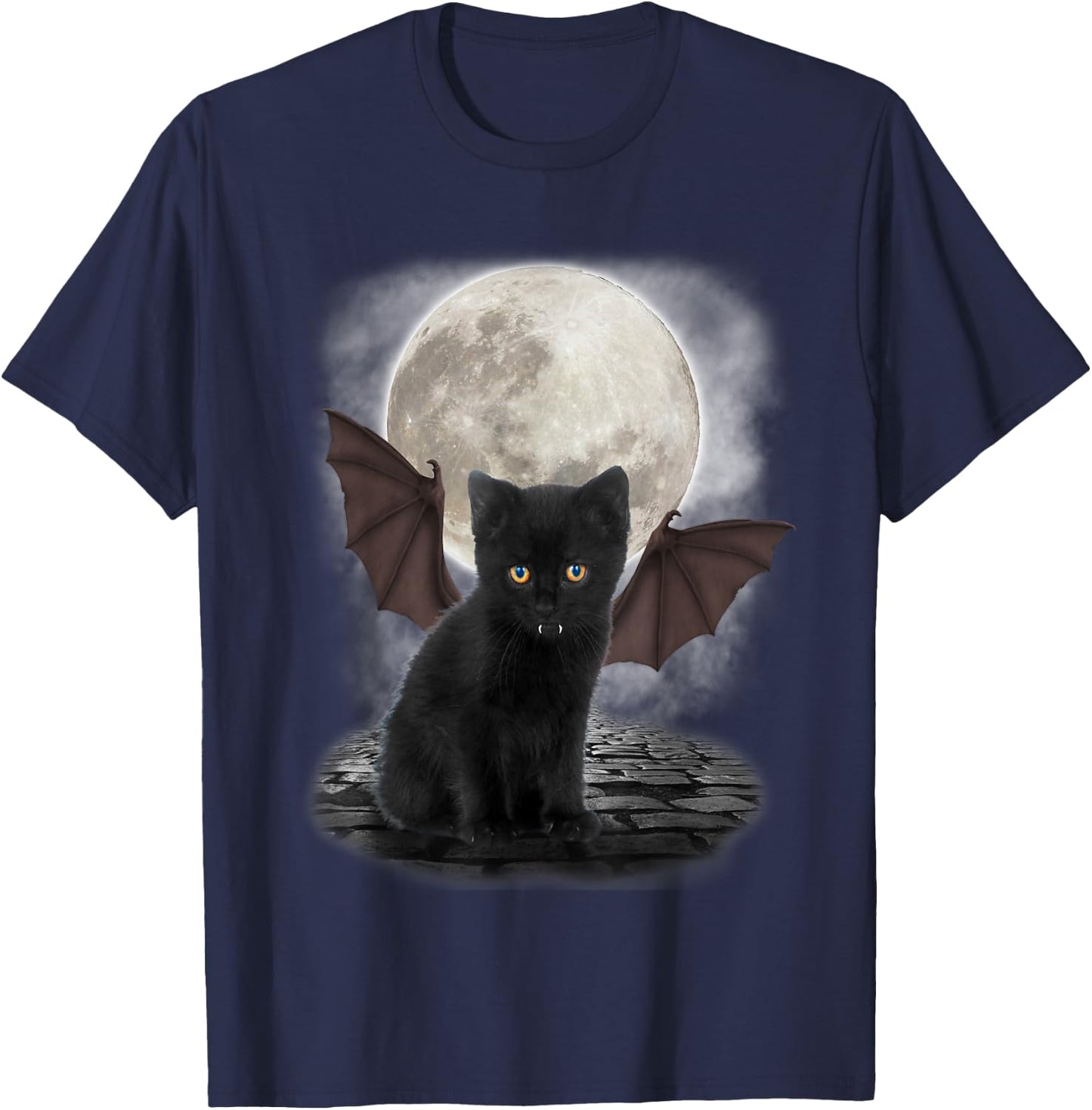 Gothic Bat Cat Shirt Vampire Funny Gifts Cats Lover T-Shirt - T-Shirt | Navy