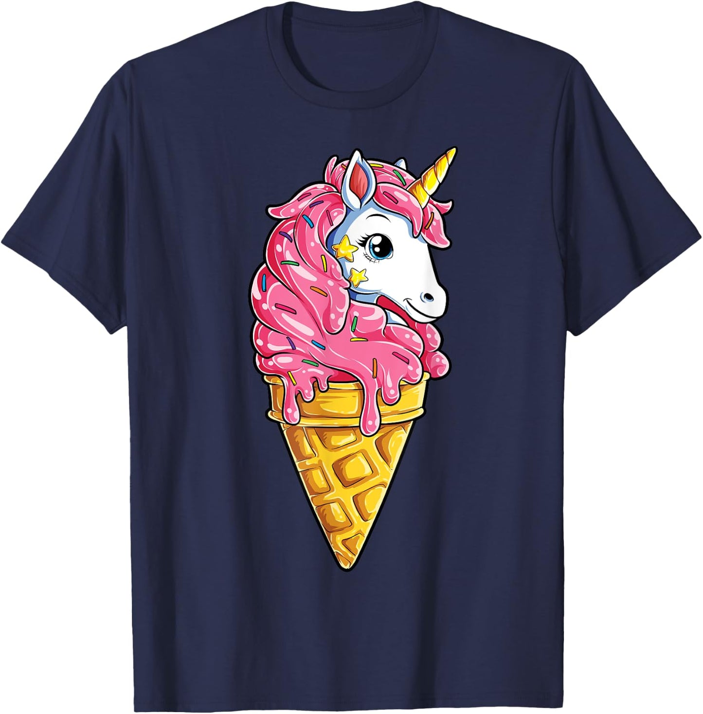 Unicone Unicorn T shirt Ice Cream Cone Rainbow Gifts Girls T-Shirt - T-Shirt | Navy