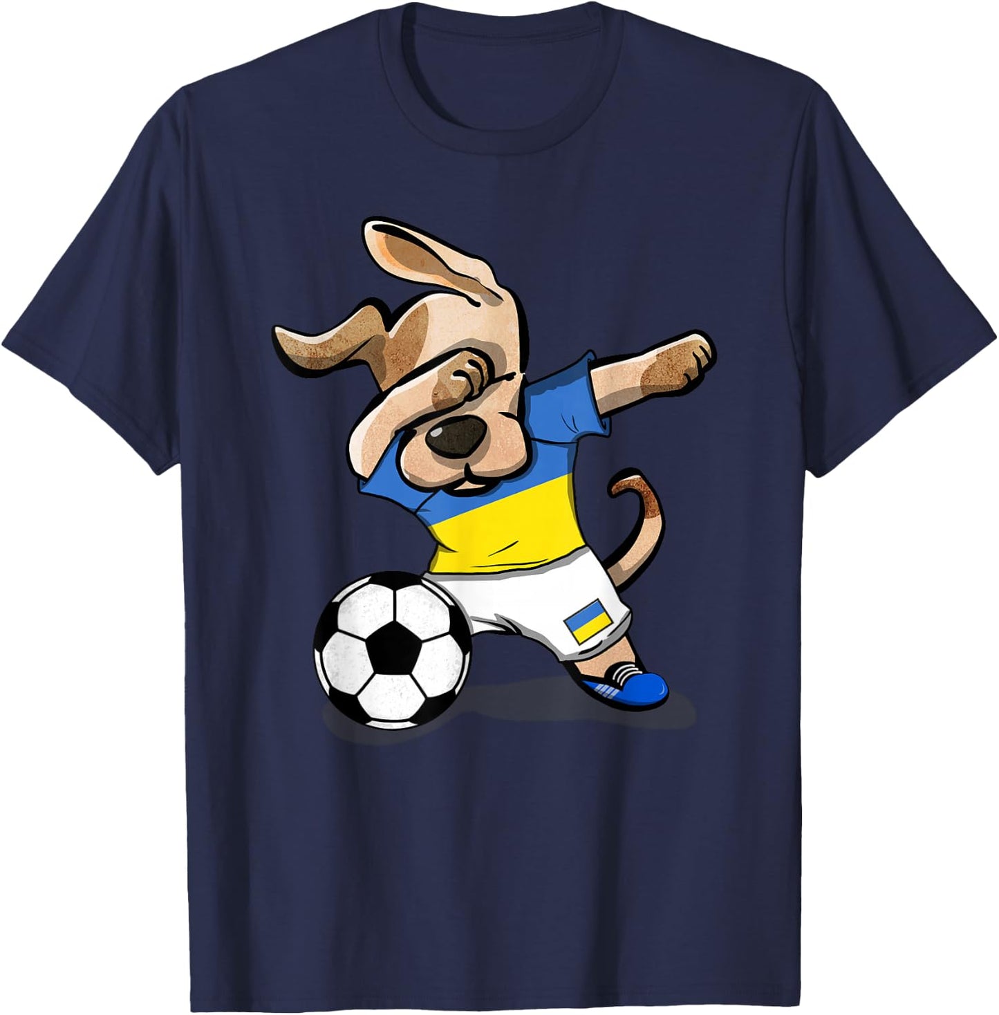 Dabbing Dog Ukraine Soccer Fans Jersey Ukrainian Football T-Shirt - T-Shirt | Navy