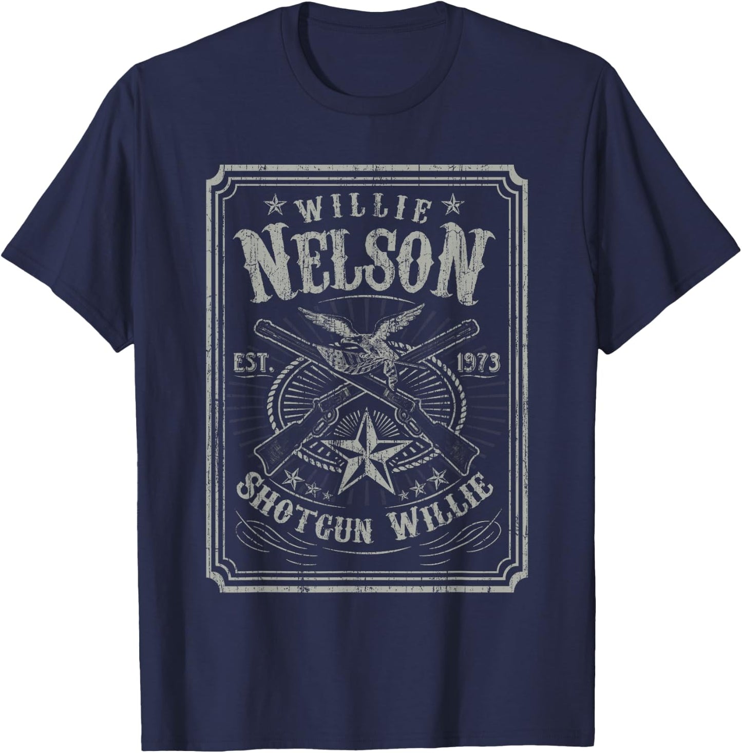 Willie Nelson - Retro Shotgun Willie T-Shirt - T-Shirt | Navy