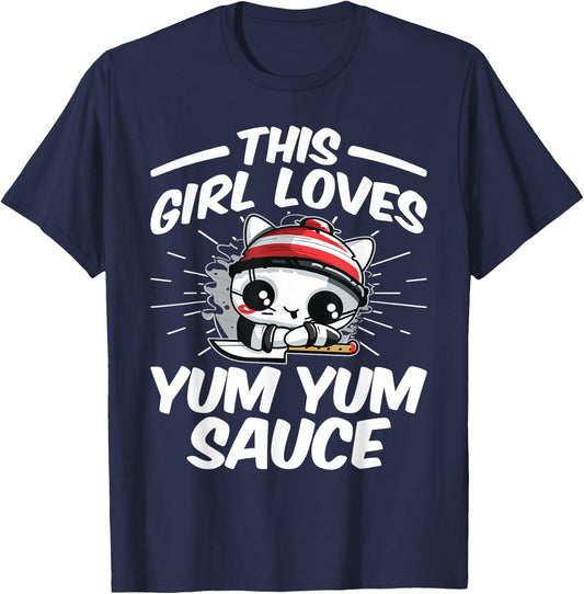 This Girl Loves Yum Yum Sauce T-Shirt - T-Shirt | Navy