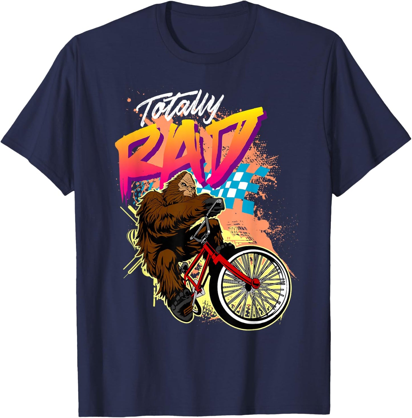 Totally Rad Sasquatch BMX Bike T-Shirt - T-Shirt | Navy