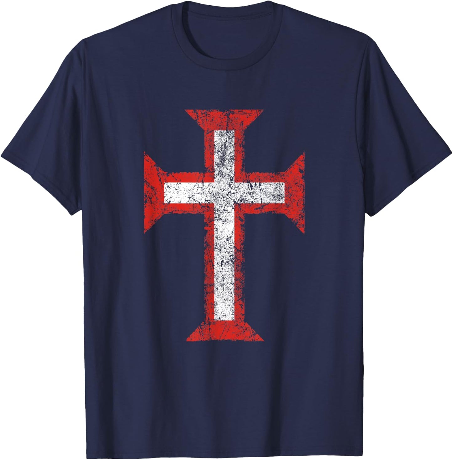 Order of Christ Cross-Templar-christian-Portugal-Eroded T-Shirt - T-Shirt | Navy