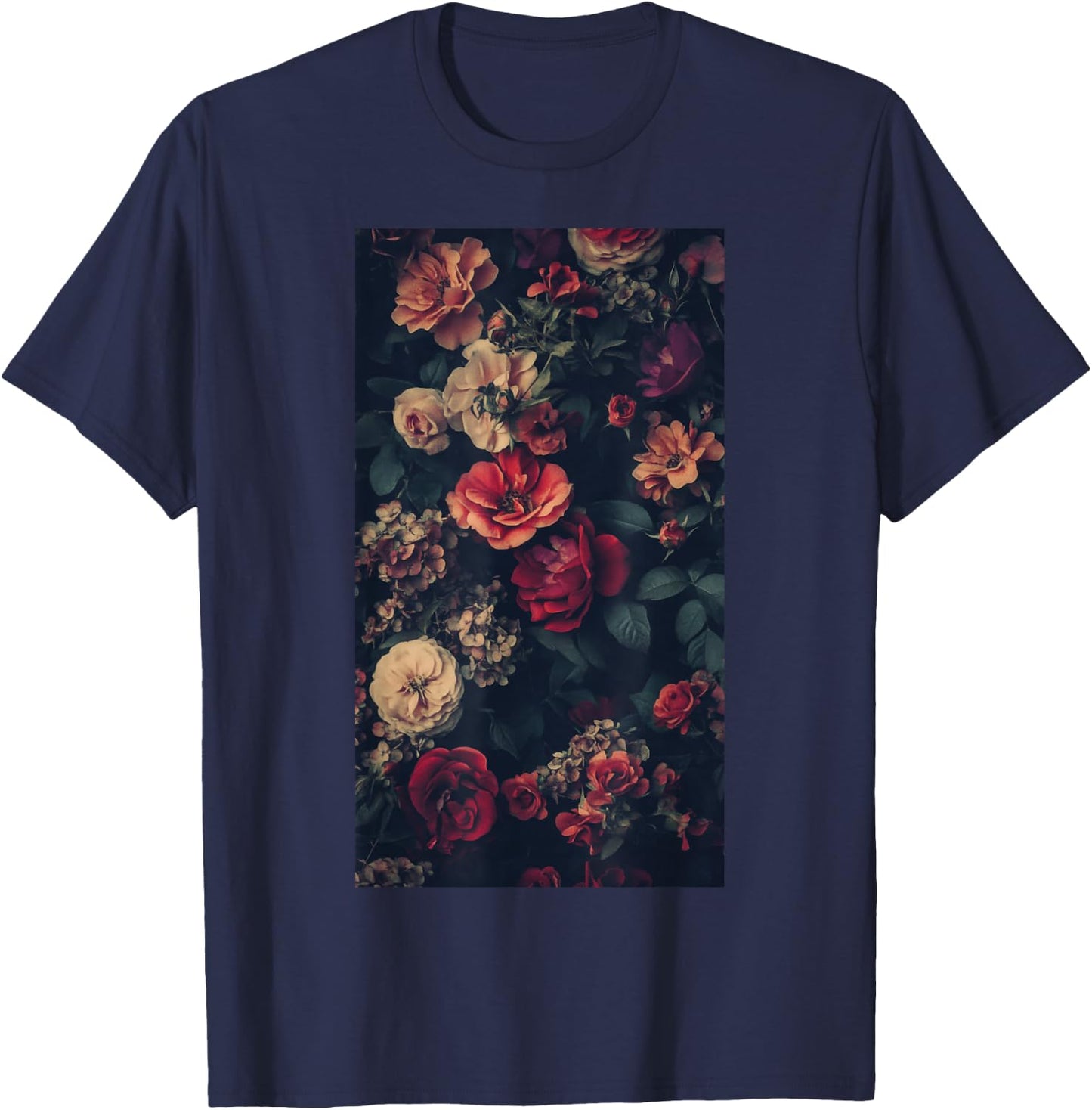 Vintage Floral Pattern Botanical art Garden theme T-Shirt - T-Shirt | Navy