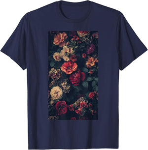 Vintage Floral Pattern Botanical art Garden theme T-Shirt - T-Shirt | Navy