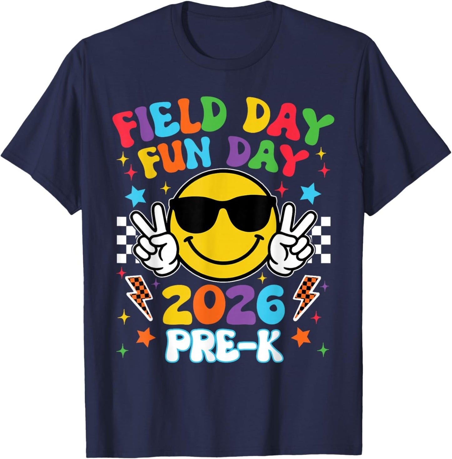 Pre-K Field Day Fun Day 2026 Teacher Boy Girl Kid T-Shirt - T-Shirt | Navy