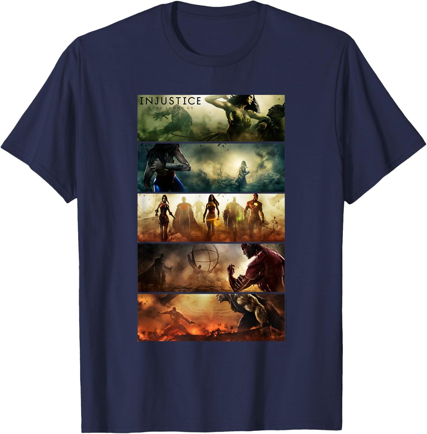 Injustice: Gods Among Us Panels T-Shirt - T-Shirt | Navy