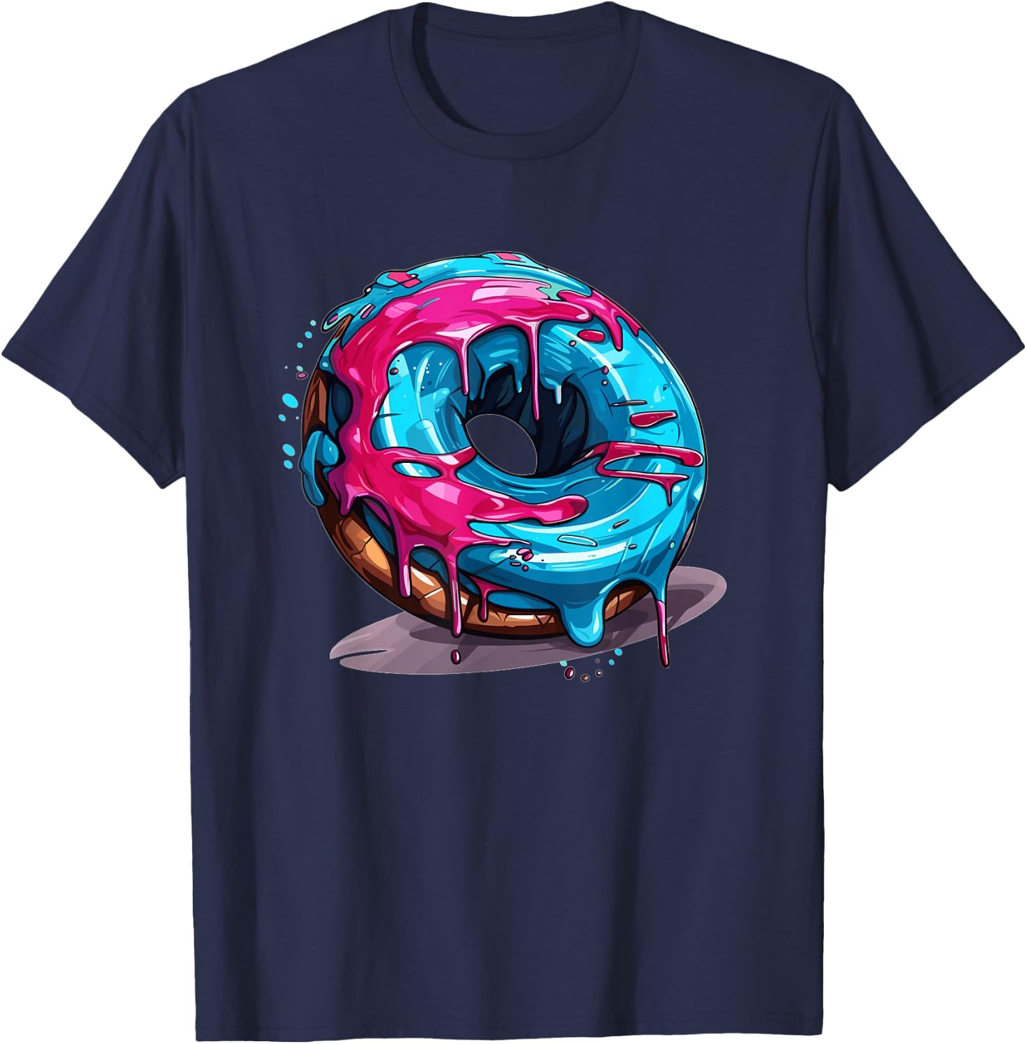 Colorful Drippy Donut T-Shirt - T-Shirt | Navy