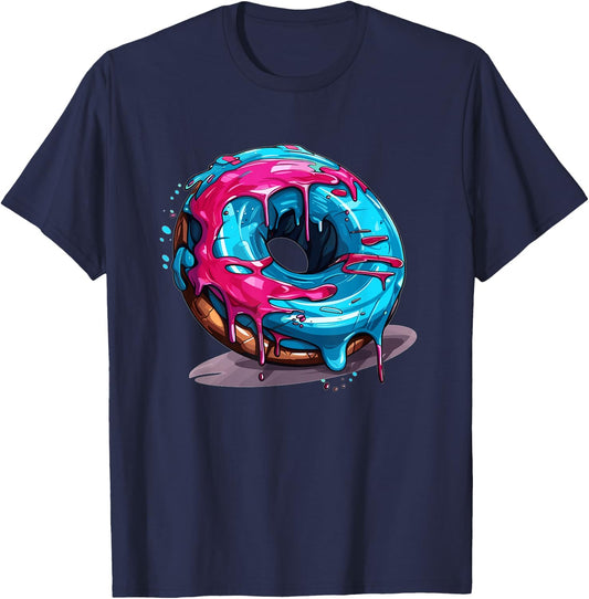 Colorful Drippy Donut T-Shirt - T-Shirt | Navy