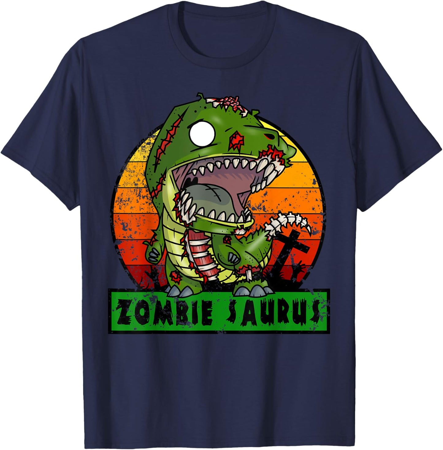 Zombie Saurus Zombiesaurus Dinosaur Halloween Costume Boys T-Shirt - T-Shirt | Navy