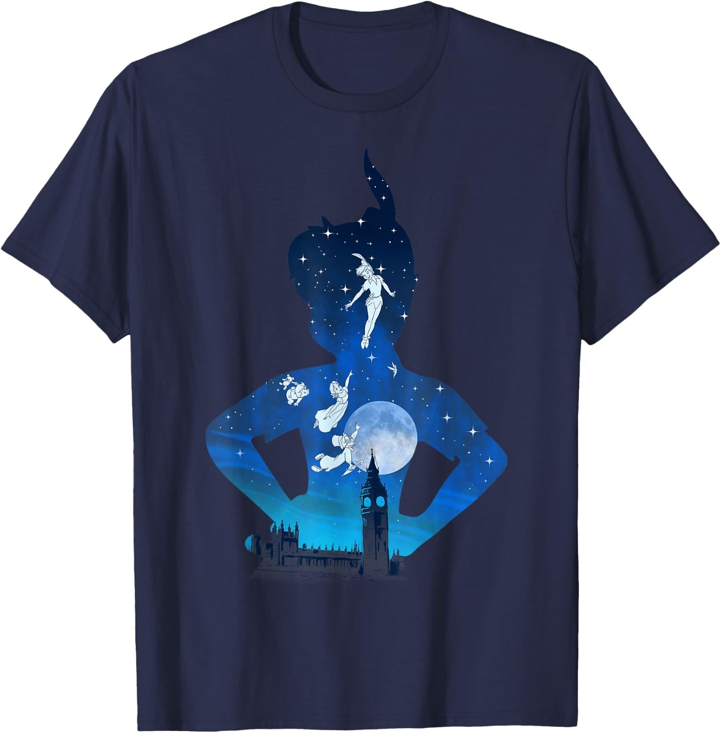 Disney Peter Pan Midnight London Flight Silhouette Fill T-Shirt - T-Shirt | Navy