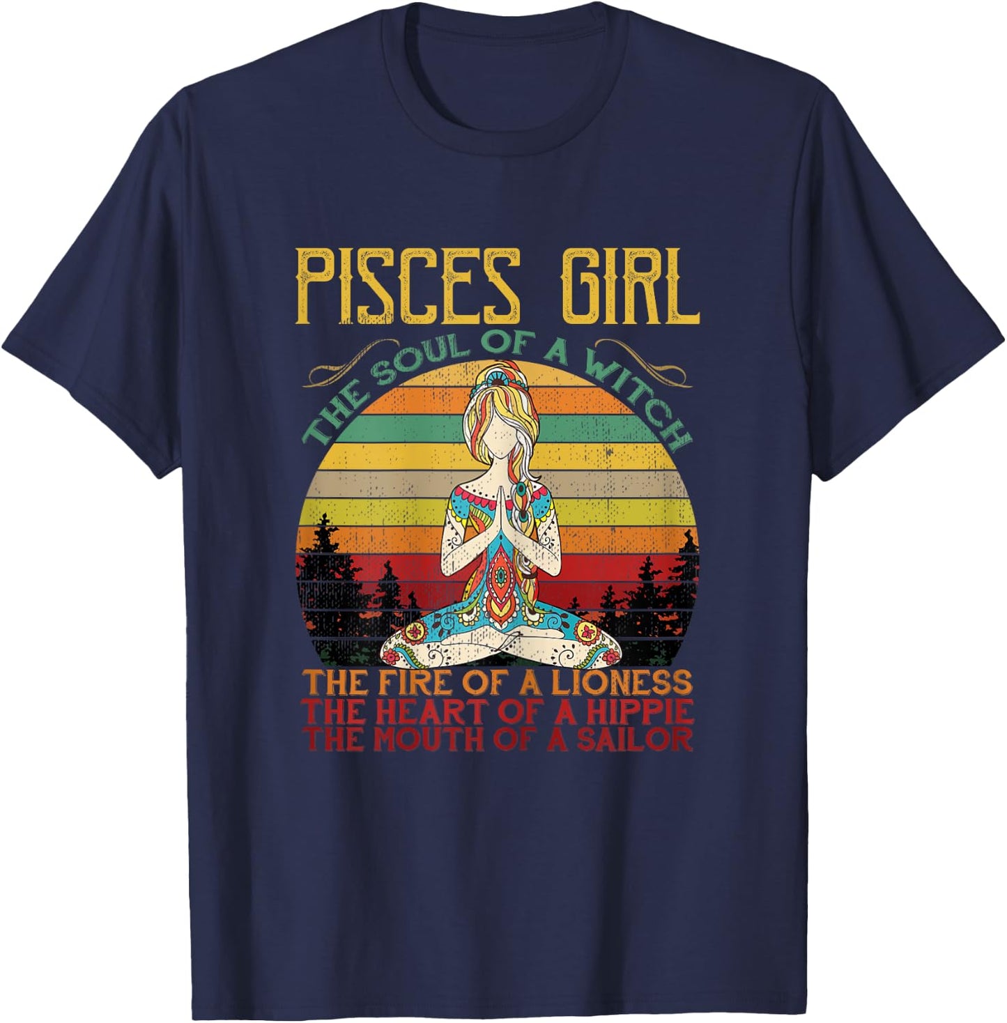 Pisces Girl The Soul Of A Witch Vintage Yoga Shirt T-Shirt - T-Shirt | Navy