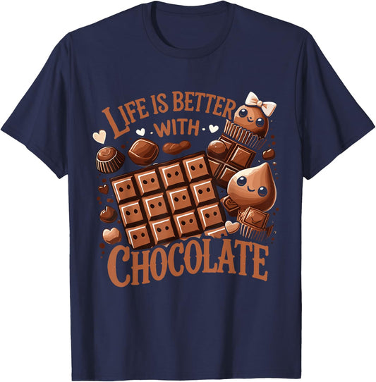 Life Is Better With Chocolate T-Shirt - T-Shirt | Navy