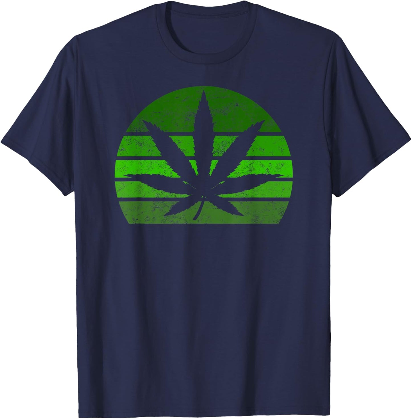Vintage Marijuana Pot Leaf Hemp Leaf Retro T-Shirt - T-Shirt | Navy