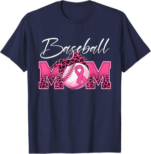 Baseball Mom Breast Cancer Awareness Day Pink Ribbon Women T-Shirt - T-Shirt | Navy