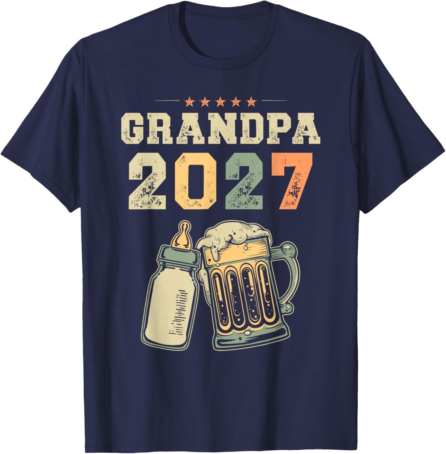 Grandpa 2027 Vintage Expecting Grandpa Baby Announce T-Shirt - T-Shirt | Navy