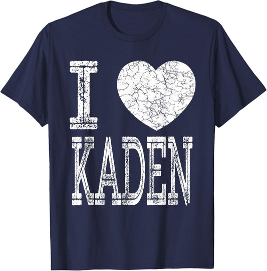 I Love Kaden Valentine Boyfriend Son Boy Heart Husband Name T-Shirt - T-Shirt | Navy