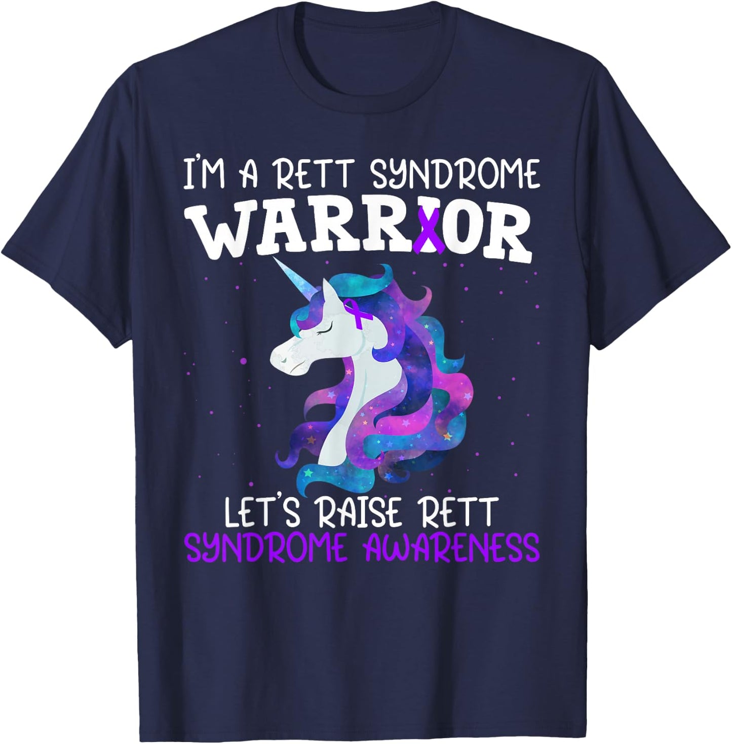 Unicorn Rett Syndrome Warrior Gift Rett Syndrome Awareness T-Shirt - T-Shirt | Navy