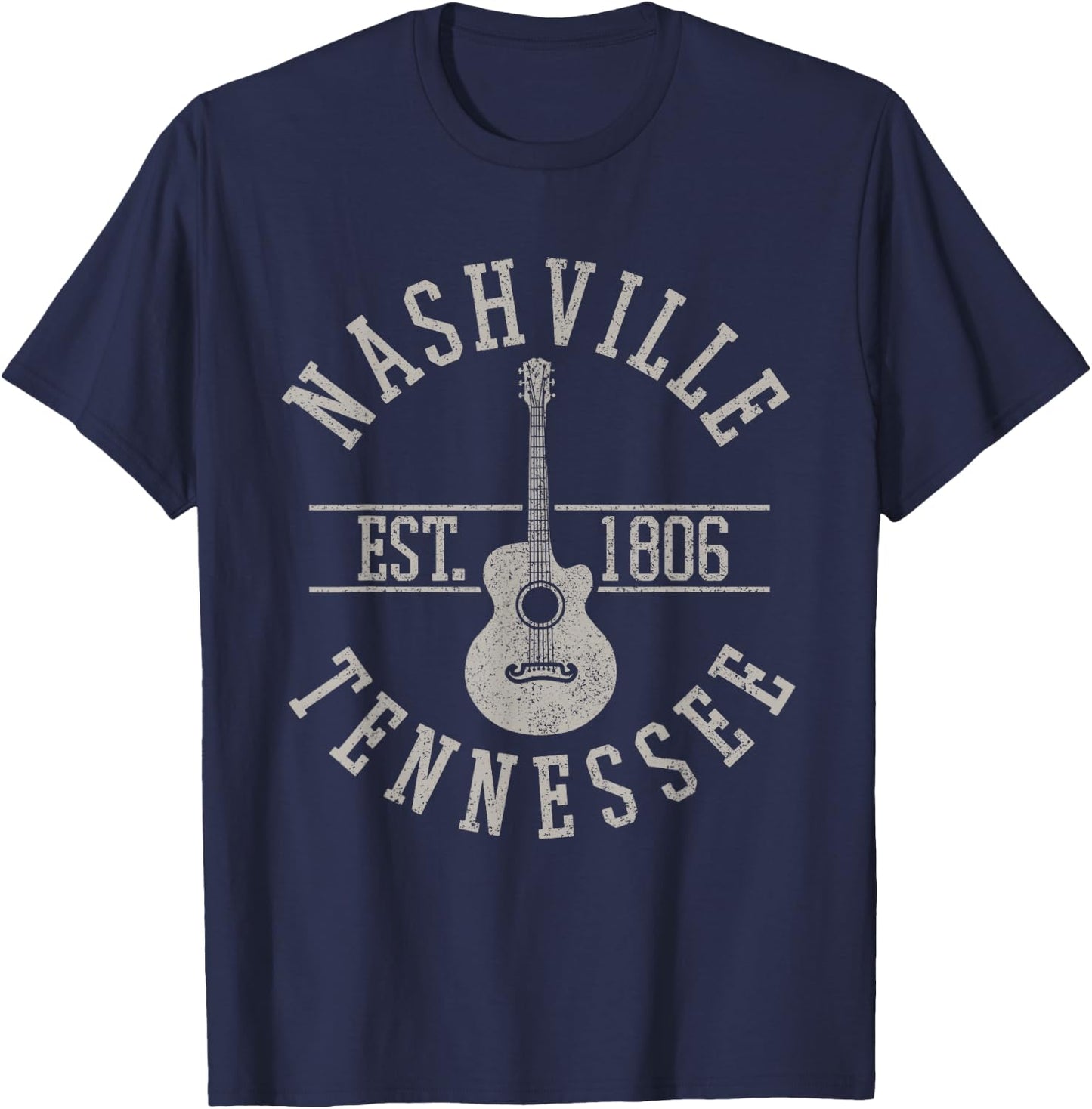 Nashville Tennessee Country Music USA Guitar Souvenir T-Shirt - T-Shirt | Navy