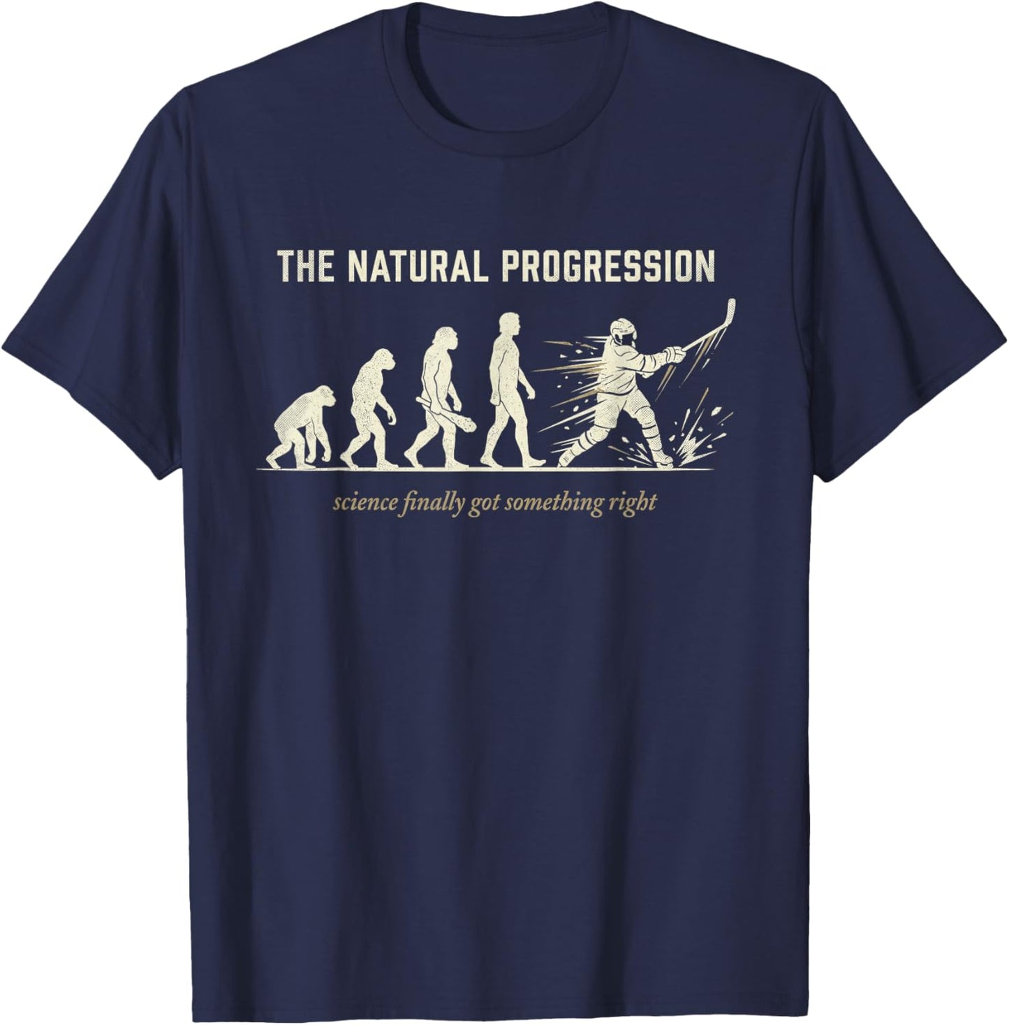 Funny Ice Hockey Evolution Natural Progression T-Shirt - T-Shirt | Navy