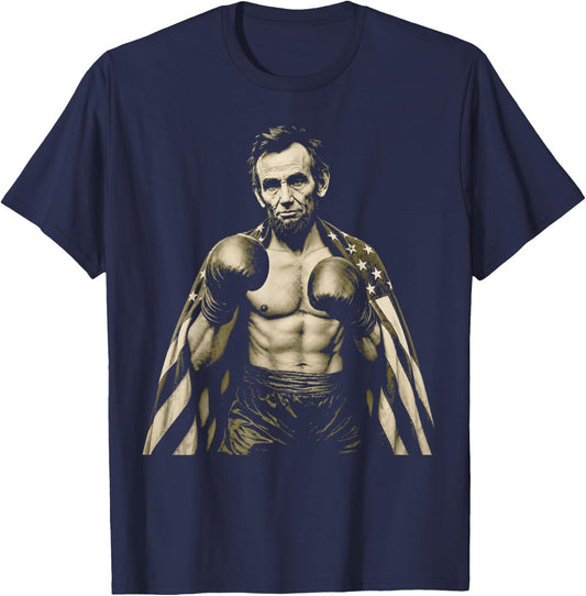 Abraham Lincoln 4th July 250th Anniversary American Flag T-Shirt - T-Shirt | Navy