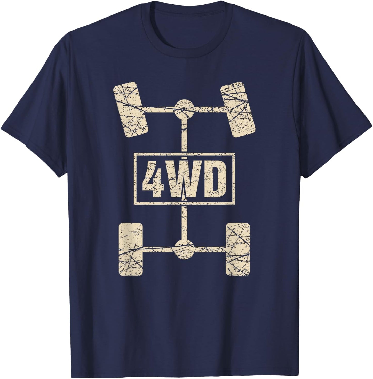 4WD T Shirt Retro Offroad Overland 4x4 Great Graphics T-Shirt - T-Shirt | Navy