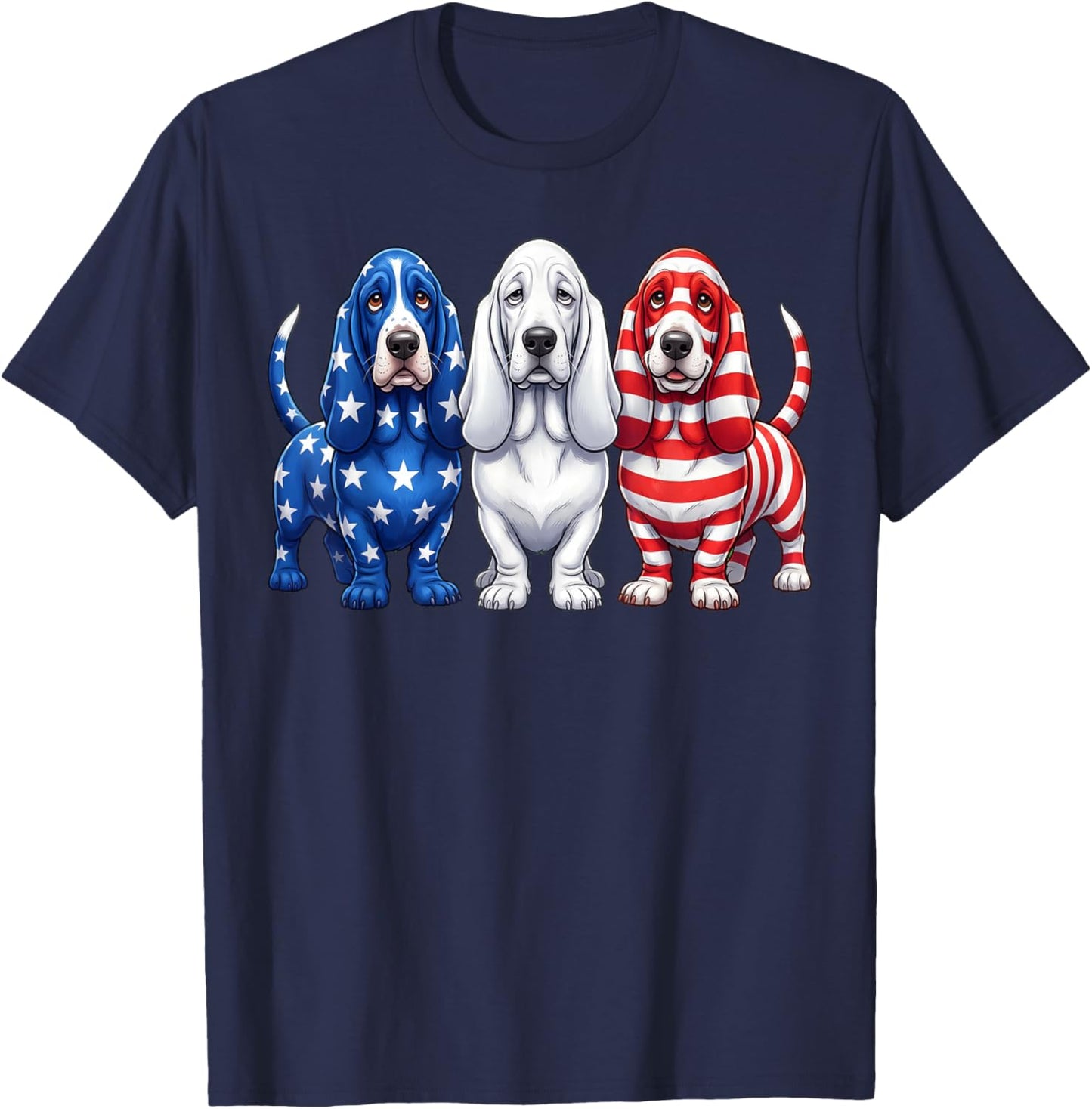 Basset Hound American Flag 4th of July Independence Day T-Shirt - T-Shirt | Navy