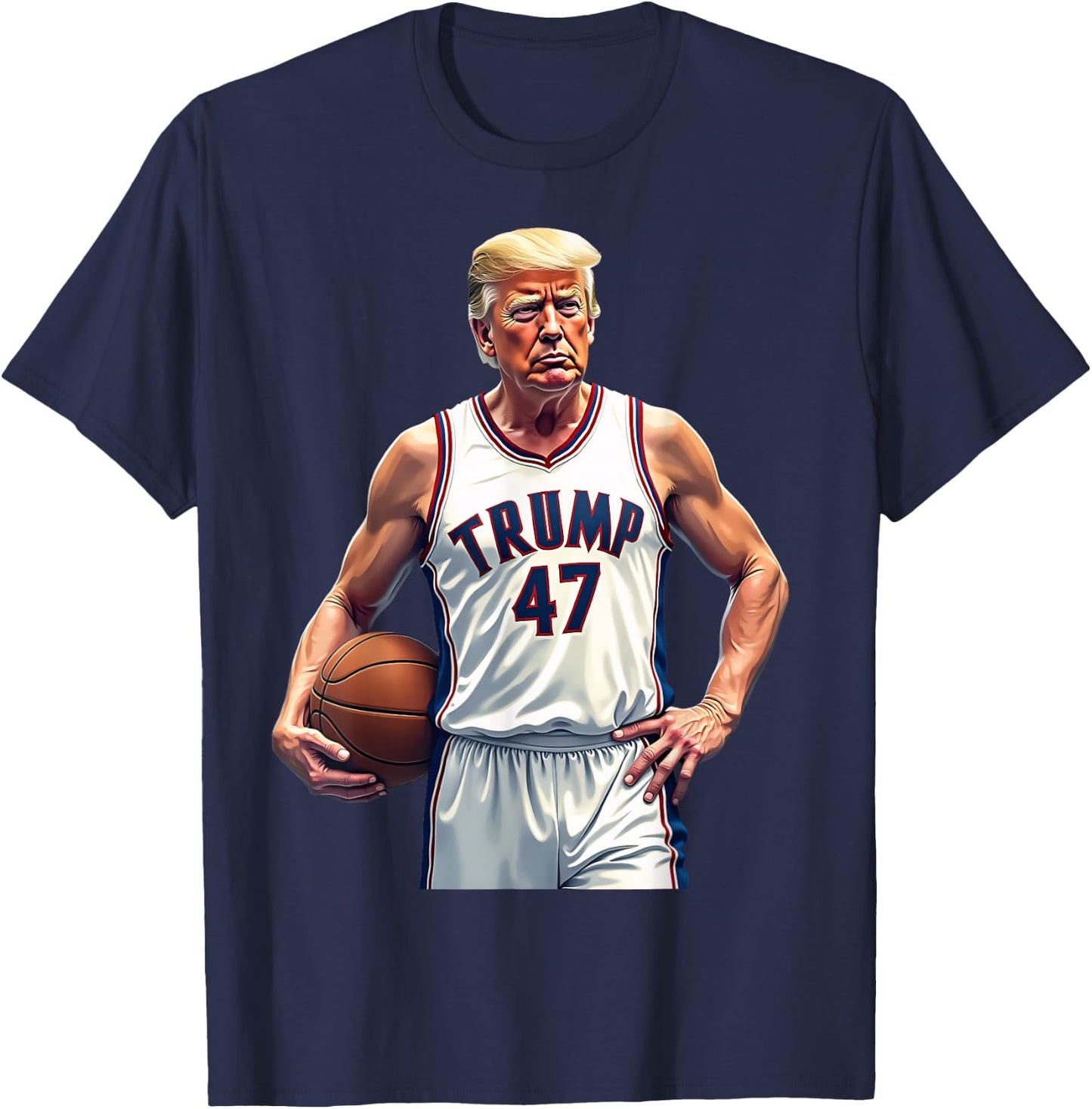 Funny Trump 47 Basketball Player Team Trump T-Shirt - T-Shirt | Navy